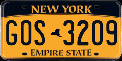 NY license plate GOS3209