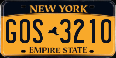 NY license plate GOS3210