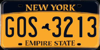 NY license plate GOS3213