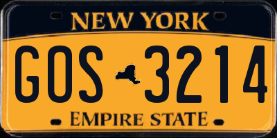 NY license plate GOS3214