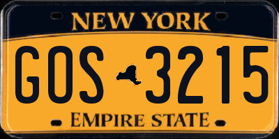 NY license plate GOS3215