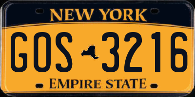 NY license plate GOS3216