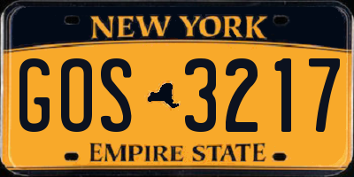 NY license plate GOS3217
