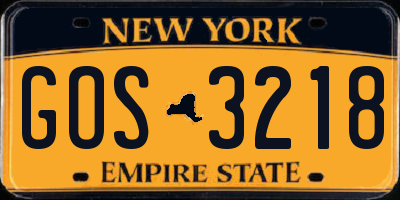 NY license plate GOS3218