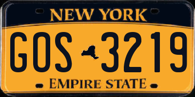 NY license plate GOS3219