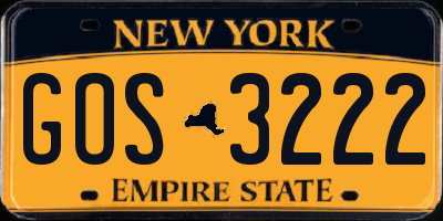 NY license plate GOS3222