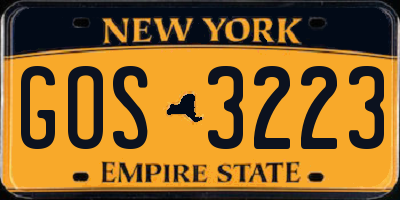NY license plate GOS3223
