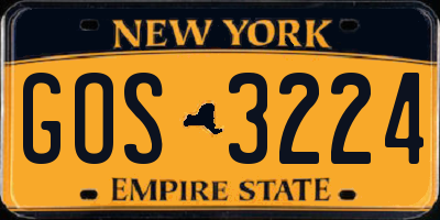 NY license plate GOS3224