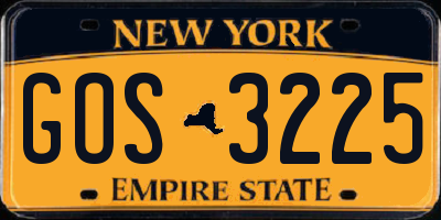 NY license plate GOS3225