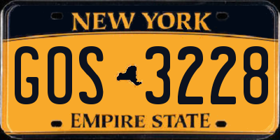 NY license plate GOS3228