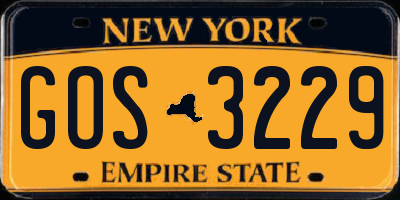NY license plate GOS3229