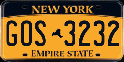 NY license plate GOS3232