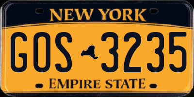 NY license plate GOS3235