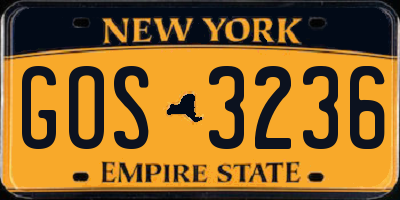 NY license plate GOS3236