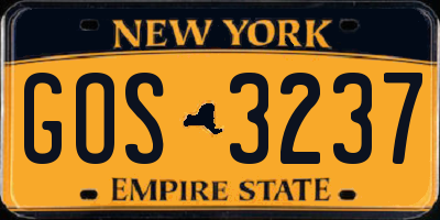 NY license plate GOS3237