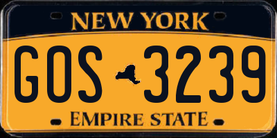 NY license plate GOS3239
