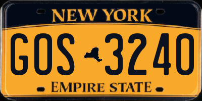 NY license plate GOS3240