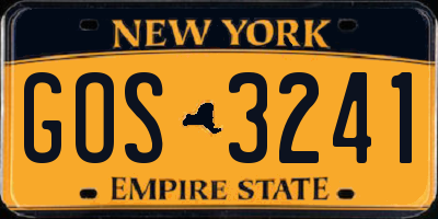 NY license plate GOS3241