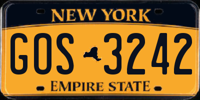 NY license plate GOS3242
