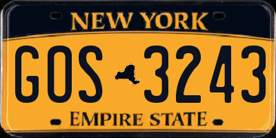NY license plate GOS3243