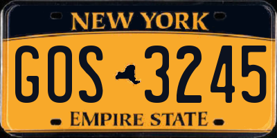 NY license plate GOS3245