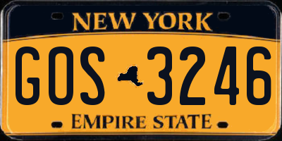 NY license plate GOS3246