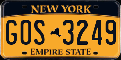 NY license plate GOS3249