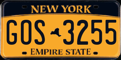 NY license plate GOS3255