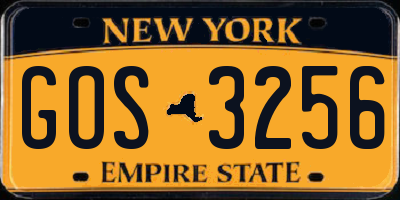NY license plate GOS3256