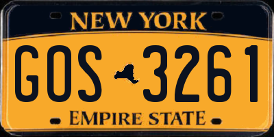NY license plate GOS3261