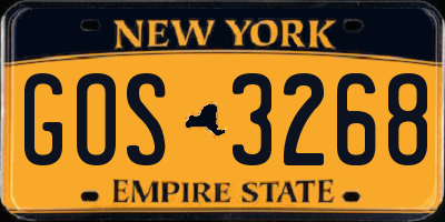 NY license plate GOS3268