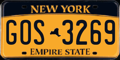 NY license plate GOS3269