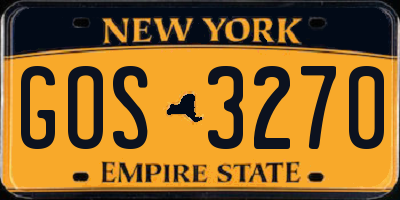 NY license plate GOS3270