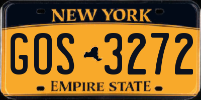 NY license plate GOS3272