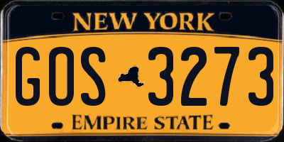 NY license plate GOS3273