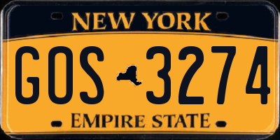 NY license plate GOS3274