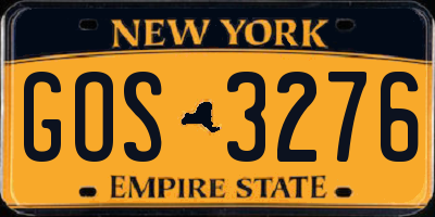 NY license plate GOS3276