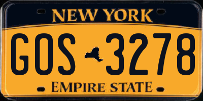 NY license plate GOS3278