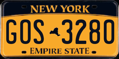 NY license plate GOS3280