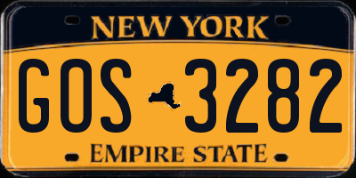 NY license plate GOS3282