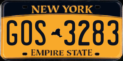 NY license plate GOS3283