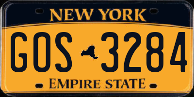 NY license plate GOS3284