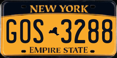 NY license plate GOS3288