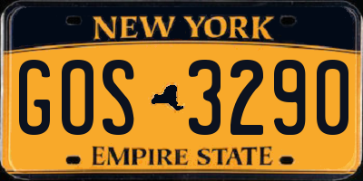 NY license plate GOS3290