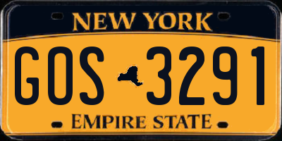 NY license plate GOS3291