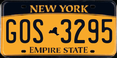 NY license plate GOS3295