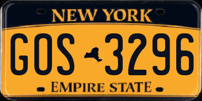 NY license plate GOS3296