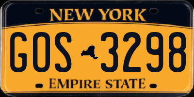 NY license plate GOS3298