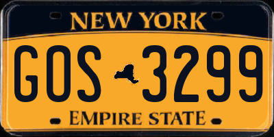 NY license plate GOS3299