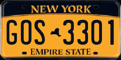 NY license plate GOS3301